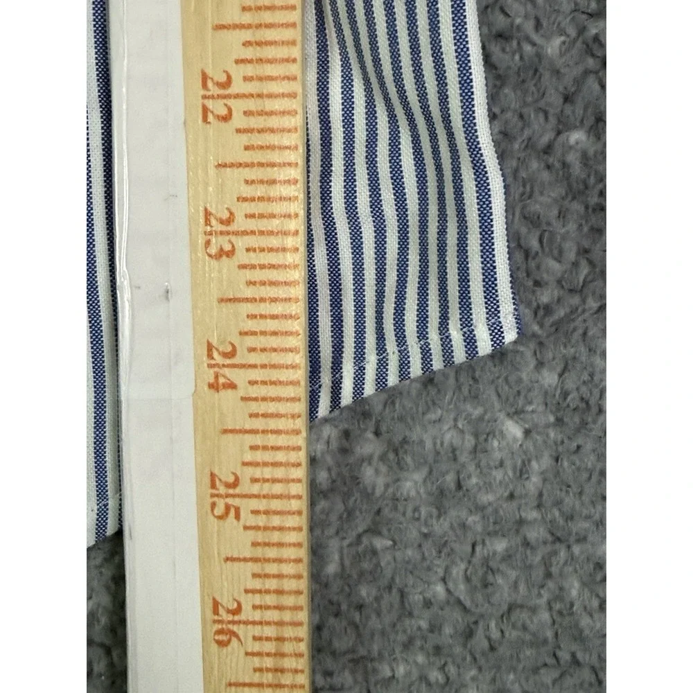Banana Republic Untucked Oxford Shirt Men Medium Blue White Stripe Cotton Preppy